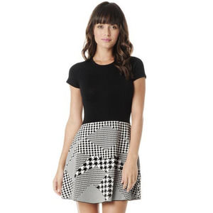 Parker Danny Houndstooth Knit Skater Dress - S